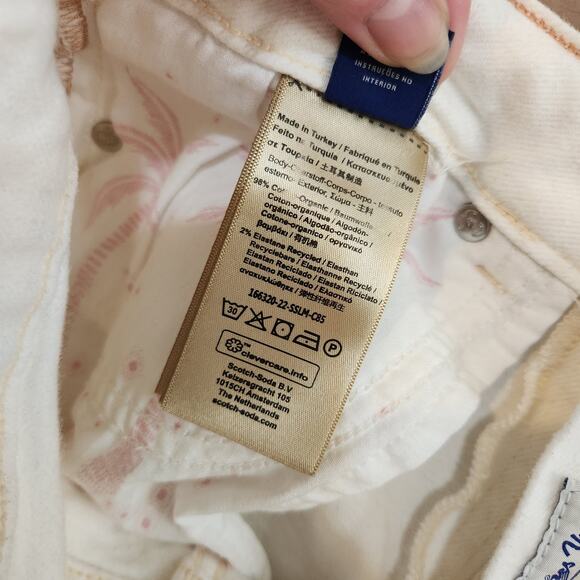 Scotch & Soda White Denim Frayed Hem Mid Rise The Charm Bootcut Jeans Sze 28/32 - Picture 13 of 16